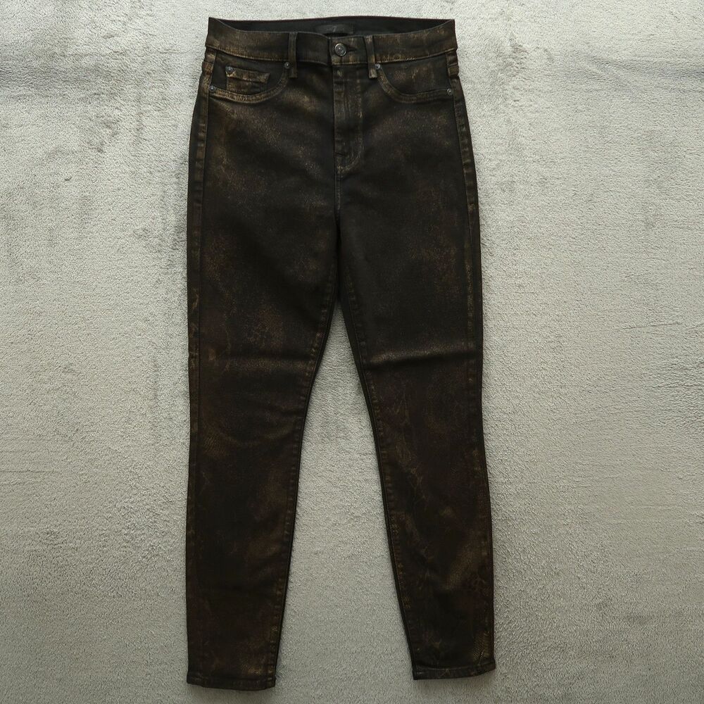 7 For All Mankind Jeans Women's Size 28 Gold High-Rise Skinny Ankle 26" Inseam